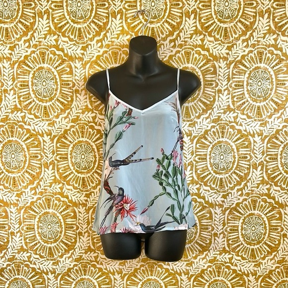 NWT AllSaints Tammy Senja Blue Floral Tropical Lightweight Tank Cami Top Sz 0 - Picture 6 of 12